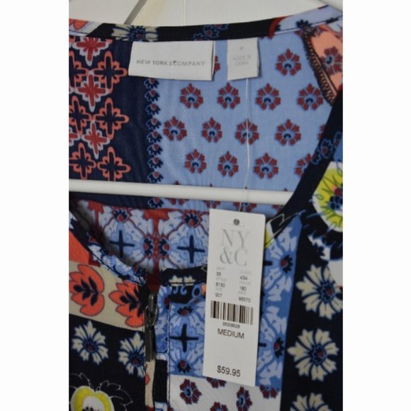 New York & Company lightweight zip bomber jacket coat blue coral size M NWT - Picture 2 of 5